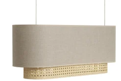 Miliboo Suspension|Suspension-Abat-jour pour suspension double en lin beige et cannage rotin naturel L62 cm TIWY