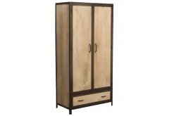 Miliboo Armoire-Armoire industrielle en bois massif manguier et métal noir L90 cm INDUSTRIA