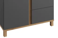 Miliboo Armoire|Rangement Enfant-Armoire scandinave avec penderie et étagères gris anthracite et bois clair L90 cm EILIE