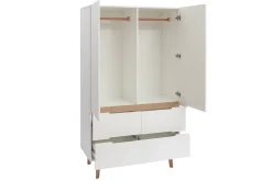 Miliboo Armoire|Rangement Enfant-Armoire scandinave avec penderie et tiroirs finition blanc mat et bois chêne clair L100 cm KELMA