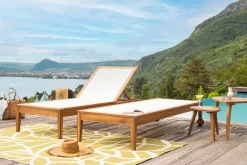 Miliboo Chaise Longue-Bain de soleil blanc et bois massif NAVEEN