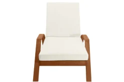 Miliboo Chaise Longue-Bain de soleil écru et bois massif MALAGA
