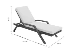 Miliboo Chaise Longue-Bain de soleil écru et bois massif MALAGA