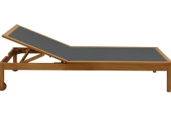 Miliboo Chaise Longue-Bain de soleil gris foncé et bois massif NAVEEN