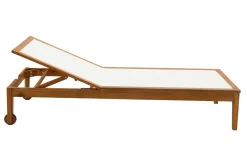 Miliboo Chaise Longue-Bains de soleil blanc et bois massif (lot de 2) NAVEEN