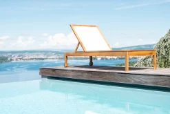 Miliboo Chaise Longue-Bains de soleil blanc et bois massif (lot de 2) NAVEEN