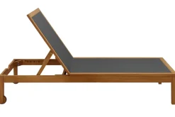 Miliboo Chaise Longue-Bains de soleil gris foncé et bois massif (lot de 2) NAVEEN