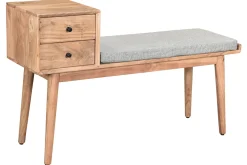 Miliboo Banc|Meuble D'entrée-Banc d'entrée avec rangements 2 tiroirs en bois clair massif L110 cm ALTY