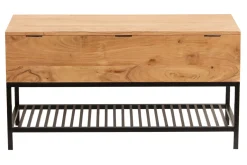 Miliboo Banc|Meuble D'entrée-Banc d'entrée industriel avec coffre de rangement en bois massif et métal noir L100 cm SORG