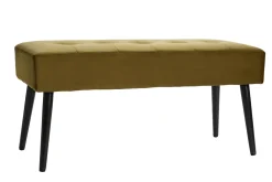 Miliboo Banc|Meuble D'entrée-Banc design capitonné en tissu velours bronze et métal noir L96 cm GUESTA