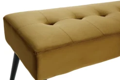 Miliboo Banc|Meuble D'entrée-Banc design capitonné en tissu velours bronze et métal noir L96 cm GUESTA