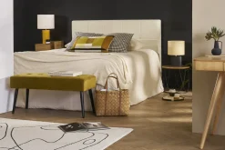 Miliboo Banc|Meuble D'entrée-Banc design capitonné en tissu velours bronze et métal noir L96 cm GUESTA