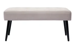 Miliboo Banc|Meuble D'entrée-Banc design capitonné en tissu velours taupe et métal noir L96 cm GUESTA