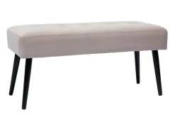 Miliboo Banc|Meuble D'entrée-Banc design capitonné en tissu velours taupe et métal noir L96 cm GUESTA