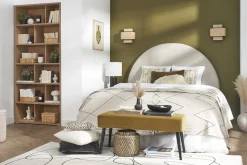 Miliboo Banc|Meuble D'entrée-Banc design capitonné en tissu velours taupe et métal noir L96 cm GUESTA