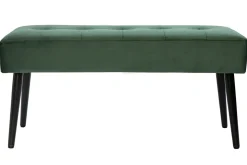 Miliboo Banc|Meuble D'entrée-Banc design capitonné en tissu velours vert foncé et métal noir L96 cm GUESTA