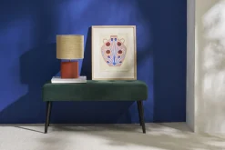 Miliboo Banc|Meuble D'entrée-Banc design capitonné en tissu velours vert foncé et métal noir L96 cm GUESTA