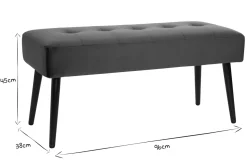 Miliboo Banc|Meuble D'entrée-Banc design capitonné en tissu velours bleu nuit et métal noir L96 cm GUESTA