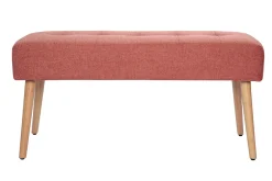 Miliboo Banc|Meuble D'entrée-Banc scandinave capitonné en tissu effet velours texturé terracotta et bois clair L96 cm GUESTA