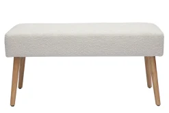 Miliboo Banc|Bout De Lit-Banc scandinave capitonné en tissu effet laine bouclée blanc et bois clair L96 cm GUESTA