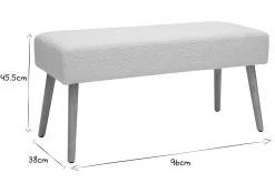 Miliboo Banc|Bout De Lit-Banc scandinave capitonné en tissu effet laine bouclée blanc et bois clair L96 cm GUESTA