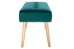Miliboo Banc|Meuble D'entrée-Banc scandinave capitonné en tissu velours bleu pétrole et bois clair L96 cm GUESTA