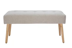 Miliboo Bout De Lit-Banc scandinave capitonné en tissu effet velours texturé beige et bois clair L96 cm GUESTA