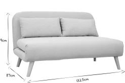 Miliboo Canapé Convertible|Voir Tous Les Canapés-Banquette convertible 2 places en tissu gris clair et bois clair AMIKO