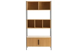 Miliboo Bibliothèque Et Étagère|Bibliothèque Et Étagère-Bibliothèque en bois clair chêne et métal noir L98 cm SILKA