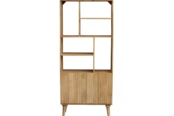 Miliboo Bibliothèque Et Étagère|Bibliothèque Et Étagère-Bibliothèque en bois manguier massif 2 portes gravées L80 cm RUBIA