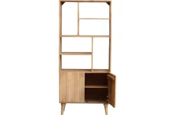 Miliboo Bibliothèque Et Étagère|Bibliothèque Et Étagère-Bibliothèque en bois manguier massif 2 portes gravées L80 cm RUBIA