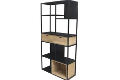 Miliboo Bibliothèque Et Étagère|Bibliothèque Et Étagère-Bibliothèque en métal noir et bois manguier massif L90 cm JAIPUR