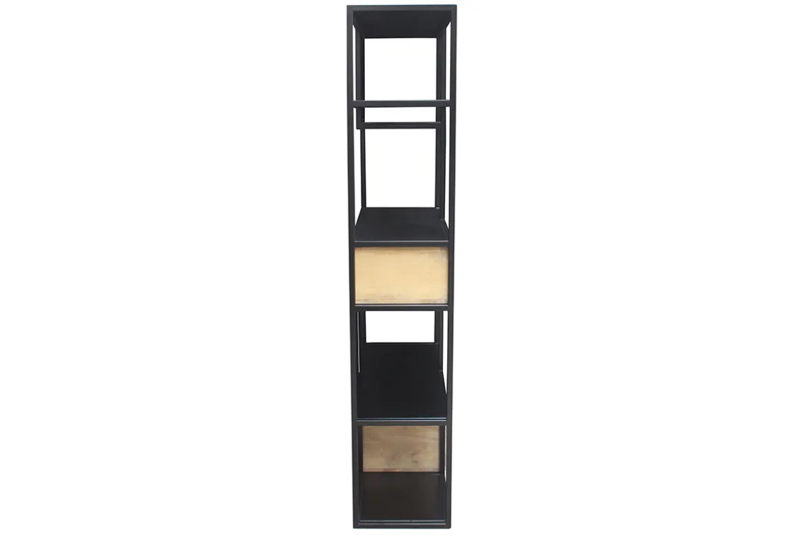 Miliboo Bibliothèque Et Étagère|Bibliothèque Et Étagère-Bibliothèque en métal noir et bois manguier massif L90 cm JAIPUR