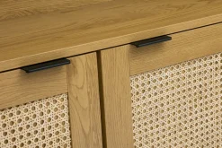 Miliboo Bibliothèque Et Étagère|Bibliothèque Et Étagère-Bibliothèque finition bois clair, cannage en rotin et métal noir L90 MANILLE