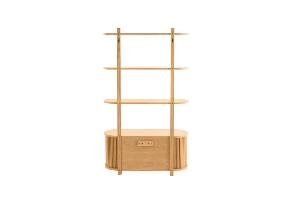 Miliboo Bibliothèque Et Étagère|Bibliothèque Et Étagère-Bibliothèque murale en bois clair chêne avec rangement 2 portes coulissantes L90 cm EPIC