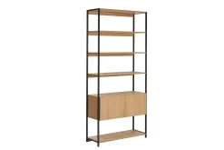 Miliboo Bibliothèque Et Étagère|Bibliothèque Et Étagère-Bibliothèque étagère avec rangement fermé finition bois clair chêne et métal noir L94 cm FLEA