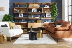 Miliboo Bibliothèque Et Étagère|Bibliothèque Et Étagère-Bibliothèque étagère avec rangement fermé finition bois clair chêne et métal noir L94 cm FLEA