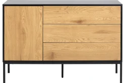 Miliboo Buffet-Buffet bas industriel finition bois clair et métal noir 1 porte 3 tiroirs L120 cm TRESCA