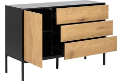 Miliboo Buffet-Buffet bas industriel finition bois clair et métal noir 1 porte 3 tiroirs L120 cm TRESCA