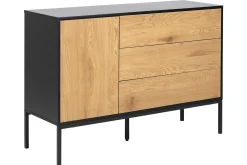 Miliboo Buffet-Buffet bas industriel finition bois clair et métal noir 1 porte 3 tiroirs L120 cm TRESCA