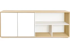 Miliboo Bibliothèque Et Étagère|Bibliothèque Et Étagère-Buffet bas scandinave finition bois clair et blanc L190 cm EZIA