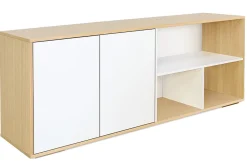 Miliboo Bibliothèque Et Étagère|Bibliothèque Et Étagère-Buffet bas scandinave finition bois clair et blanc L190 cm EZIA