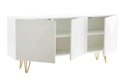 Miliboo Buffet-Buffet design blanc et métal doré 3 portes L160 cm OZEN