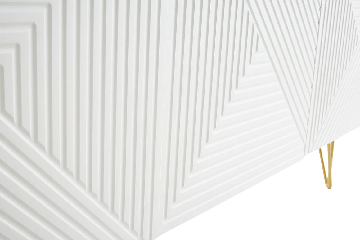 Miliboo Buffet-Buffet design blanc et métal doré 3 portes L160 cm OZEN