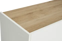 Miliboo Buffet-Buffet design blanc laqué brillant et bois clair 3 portes L155 cm NELIO