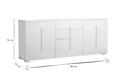 Miliboo Buffet-Buffet design blanc laqué brillant 2 portes 3 tiroirs L180 cm TED