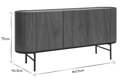 Miliboo Buffet-Buffet design bois foncé noyer et métal noir 3 portes L160 cm SKYE