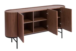 Miliboo Buffet-Buffet design bois foncé noyer et métal noir 3 portes L160 cm SKYE