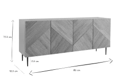 Miliboo Buffet-Buffet design en bois clair chêne massif gravé et métal noir 4 portes L180 cm ARCHIPEL