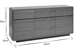 Miliboo Buffet-Buffet design en bois foncé noyer 3 portes 3 tiroirs L160 cm JAKO